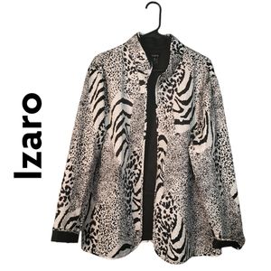 IZARO Women's Size XL Animal Print Open Front Long Sleeve Poly Jacket